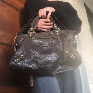 Authentic Balenciaga city bag dark brown i